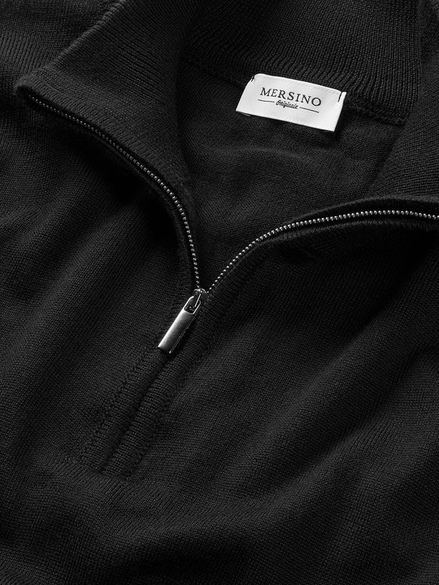 MERSINO ORIGINALE HALF ZIP SWEATER BLACK