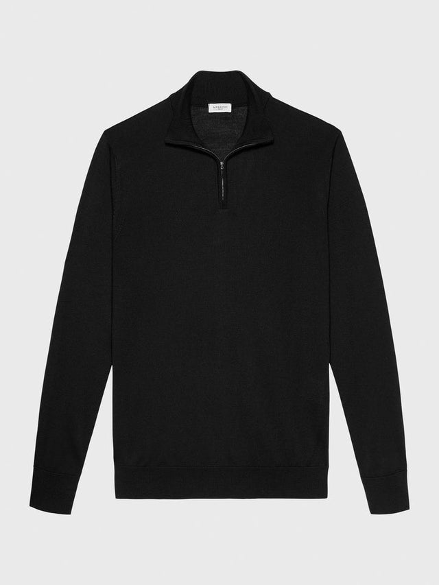 MERSINO ORIGINALE HALF ZIP SWEATER BLACK