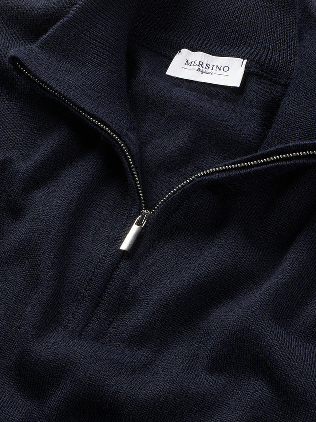 MERSINO ORIGINALE HALF ZIP SWEATER NAVY