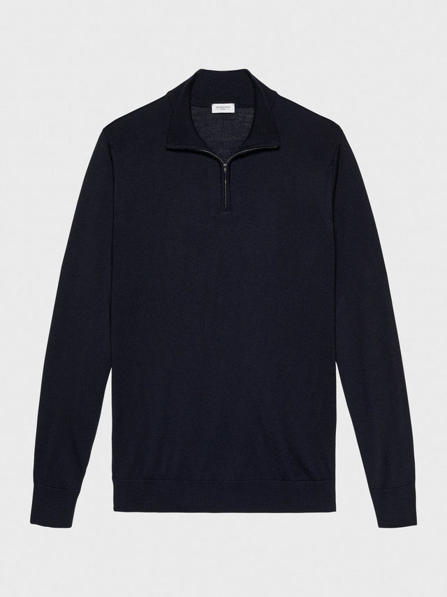 MERSINO ORIGINALE HALF ZIP SWEATER NAVY