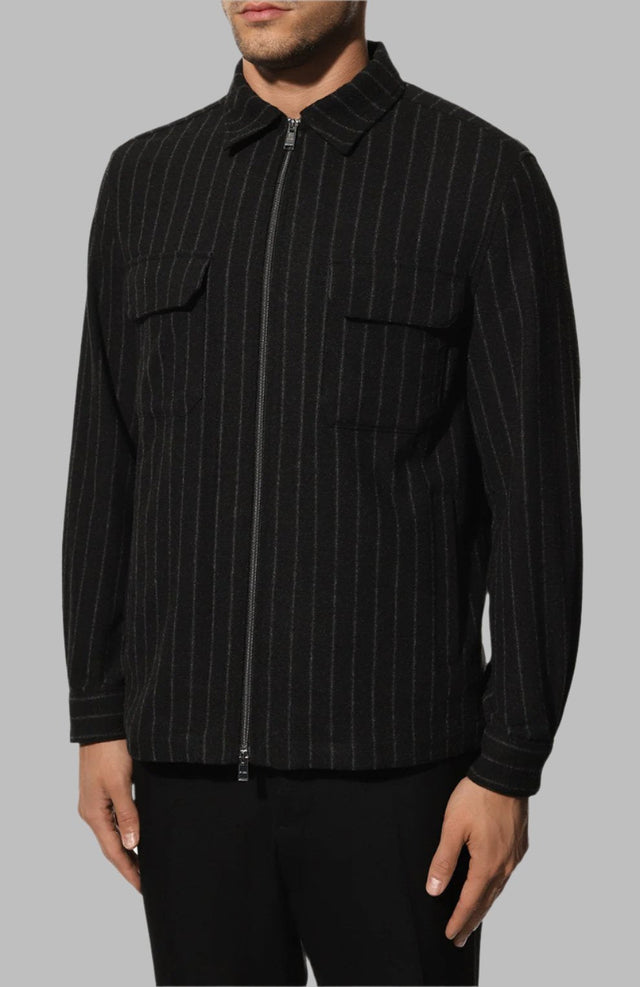 HUGO BOSS WOOL PINE - STRIPE SHIRT BLACK - Hombre Amsterdam