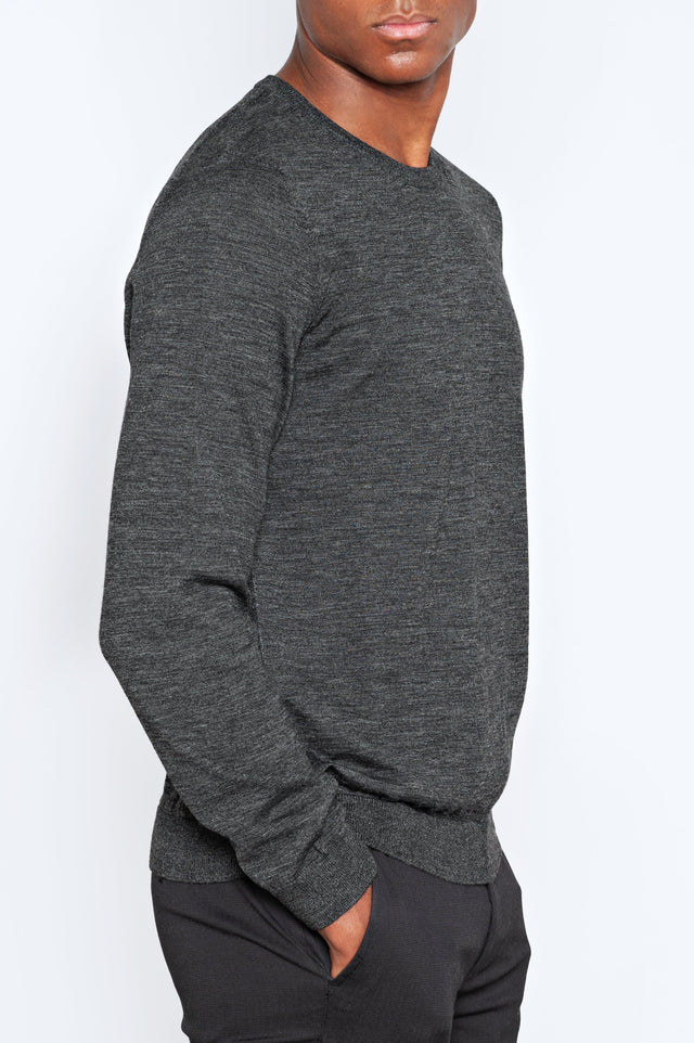 HUGO BOSS WOOL SWEAT GREY MELANGE - Hombre Amsterdam