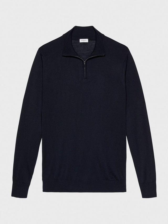 MERSINO ORIGINALE HALF ZIP SWEATER NAVY - Hombre Amsterdam