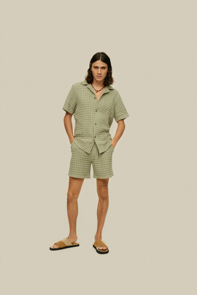 OAS WAFFLE SHIRT DUSTY GREEN - Hombre Amsterdam