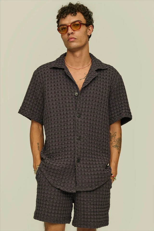 OAS WAFFLE SHIRT NEARLY BLACK - Hombre Amsterdam