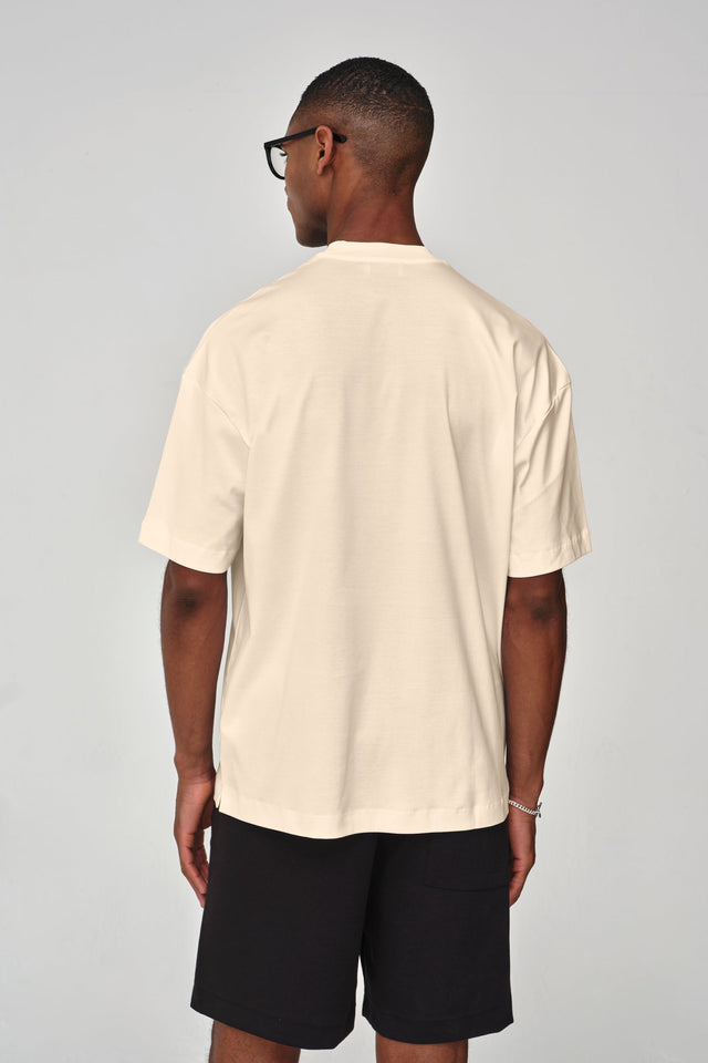 VALENZA INTERLOCK SUPIMA T - SHIRT BEIGE OVERSIZED - Hombre Amsterdam