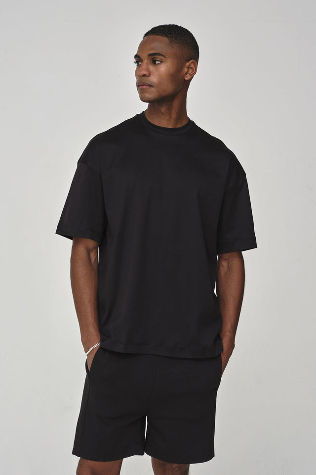 VALENZA INTERLOCK SUPIMA T - SHIRT BLACK OVERSIZED - Hombre Amsterdam