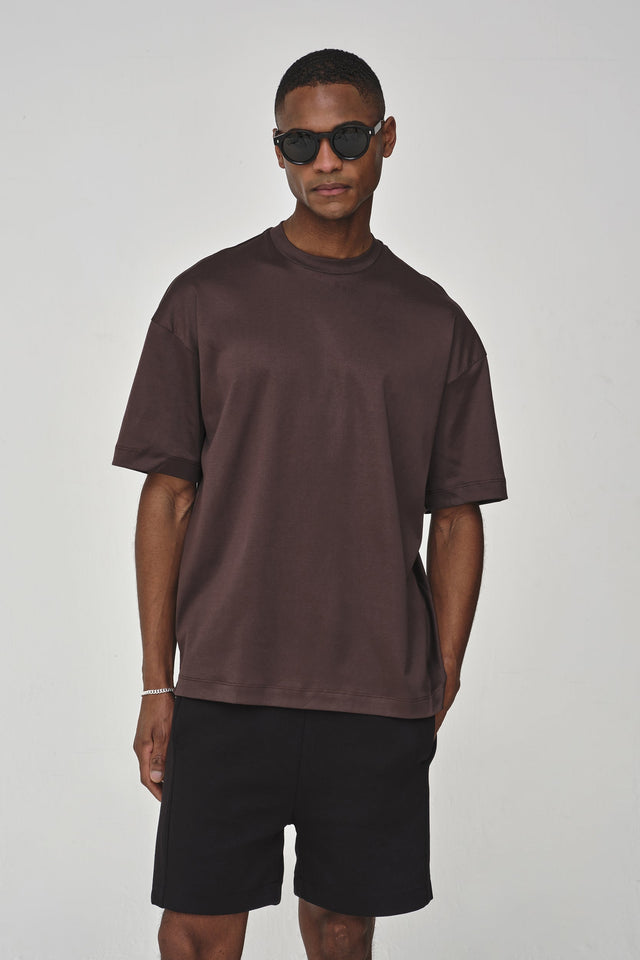 VALENZA INTERLOCK SUPIMA T - SHIRT EBONY OVERSIZED - Hombre Amsterdam