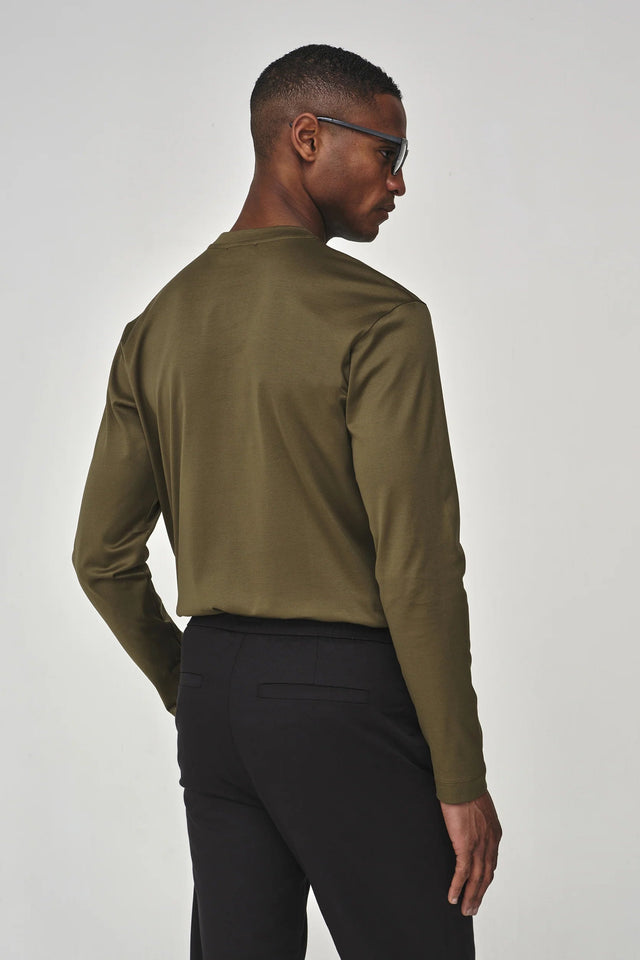 VALENZA INTERLOCK SUPIMA T - SHIRT LONG SLEEVES ARMY GREEN - Hombre Amsterdam