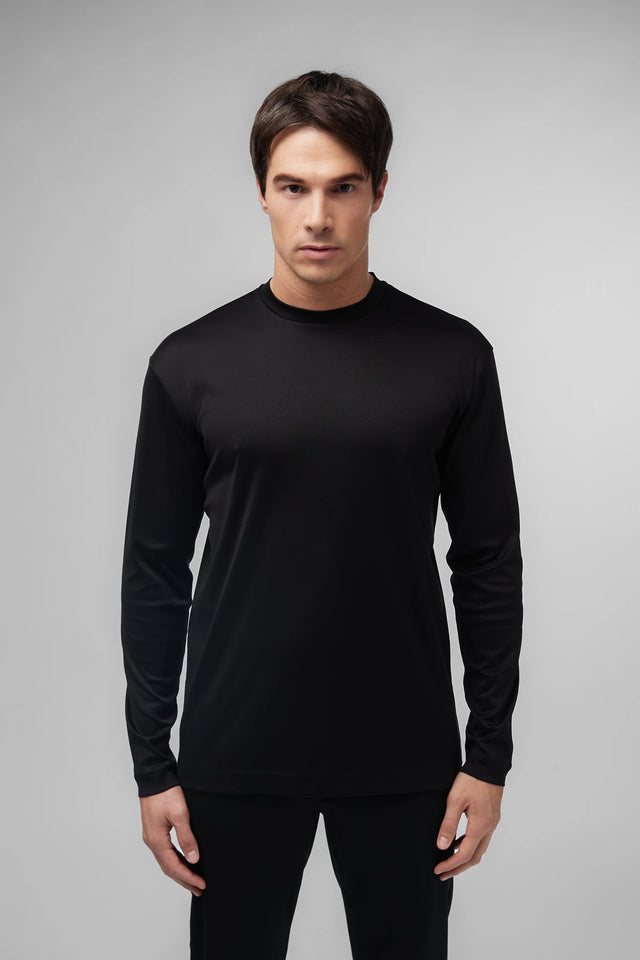 VALENZA INTERLOCK SUPIMA T - SHIRT LONG SLEEVES BLACK - Hombre Amsterdam