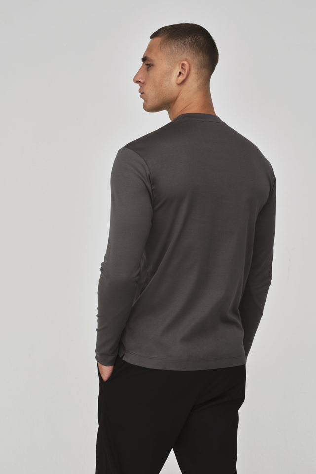 VALENZA INTERLOCK SUPIMA T - SHIRT LONG SLEEVES DARK GREY - Hombre Amsterdam