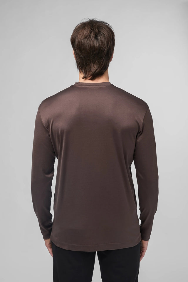 VALENZA INTERLOCK SUPIMA T - SHIRT LONG SLEEVES EBONY BROWN - Hombre Amsterdam