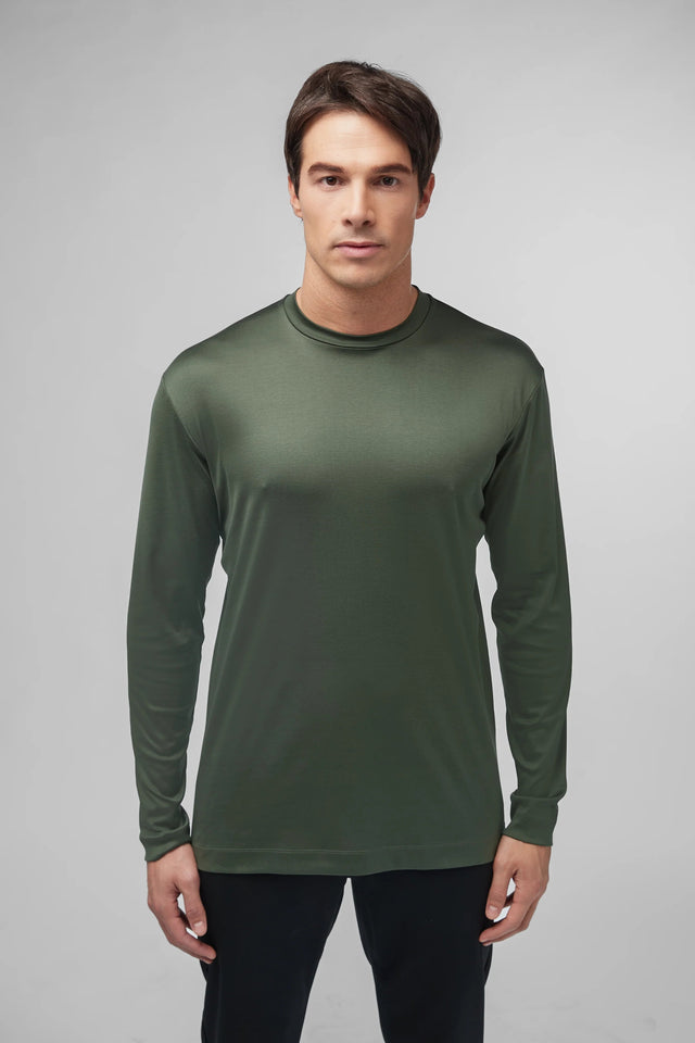 VALENZA INTERLOCK SUPIMA T - SHIRT LONG SLEEVES GREEN - Hombre Amsterdam