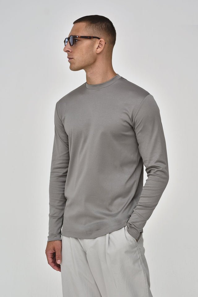 VALENZA INTERLOCK SUPIMA T - SHIRT LONG SLEEVES GREY - Hombre Amsterdam