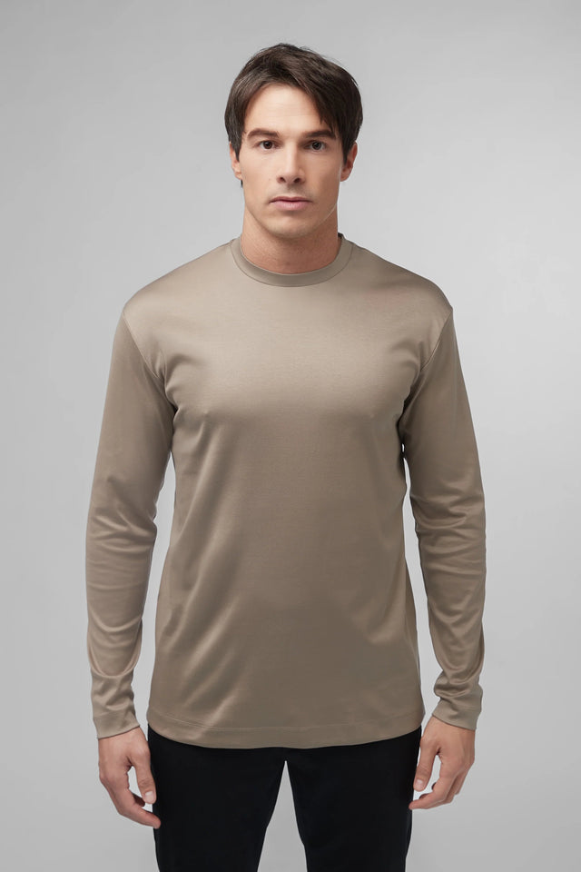 VALENZA INTERLOCK SUPIMA T - SHIRT LONG SLEEVES LEAD GREY - Hombre Amsterdam