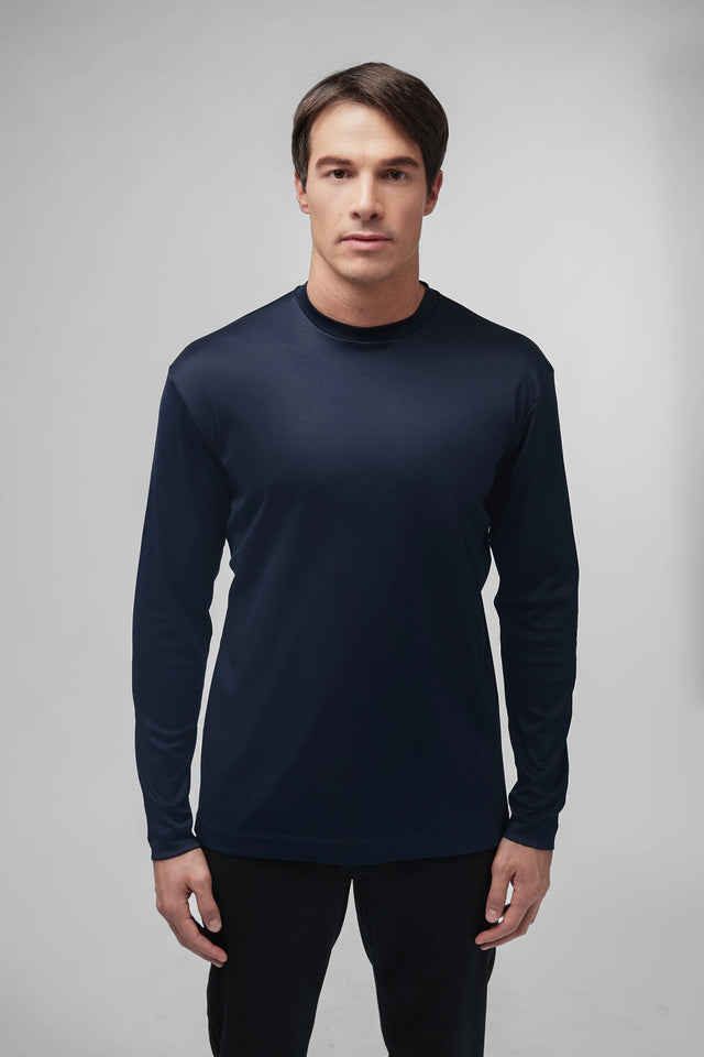 VALENZA INTERLOCK SUPIMA T - SHIRT LONG SLEEVES NAVY - Hombre Amsterdam