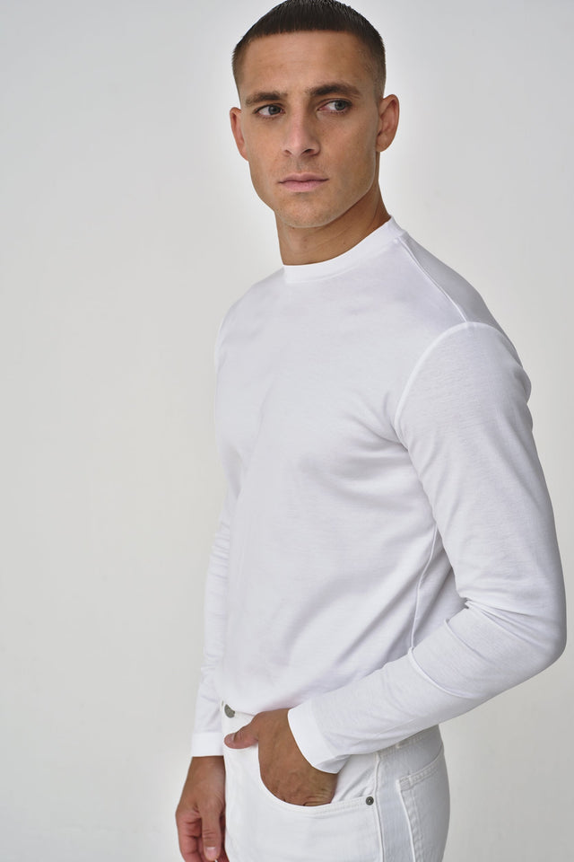 VALENZA INTERLOCK SUPIMA T - SHIRT LONG SLEEVES WHITE - Hombre Amsterdam