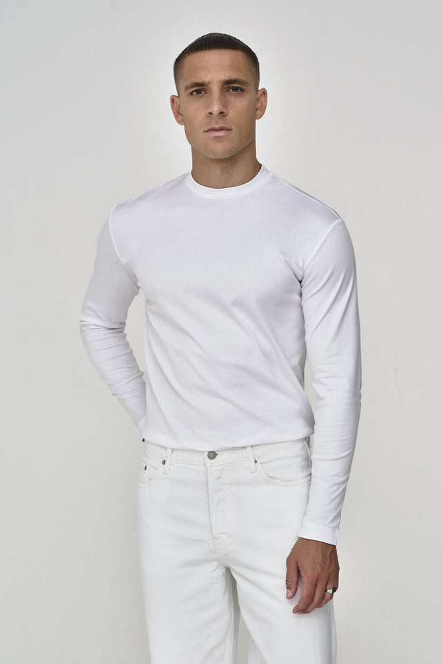 VALENZA INTERLOCK SUPIMA T - SHIRT LONG SLEEVES WHITE - Hombre Amsterdam