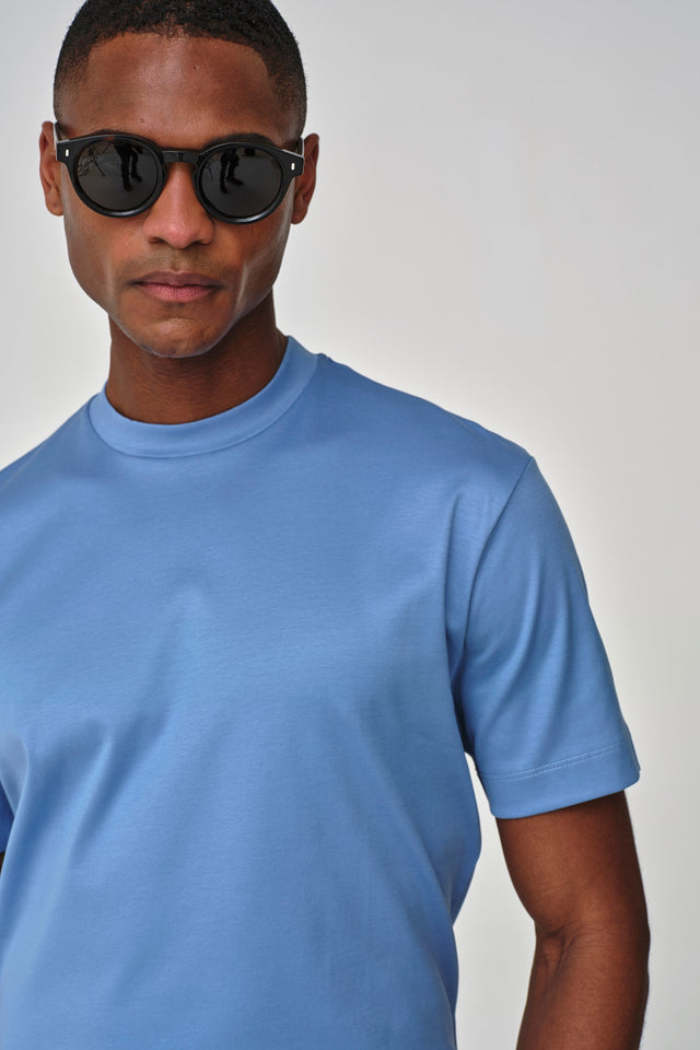 VALENZA INTERLOCK SUPIMA T - SHIRT MID BLUE - Hombre Amsterdam