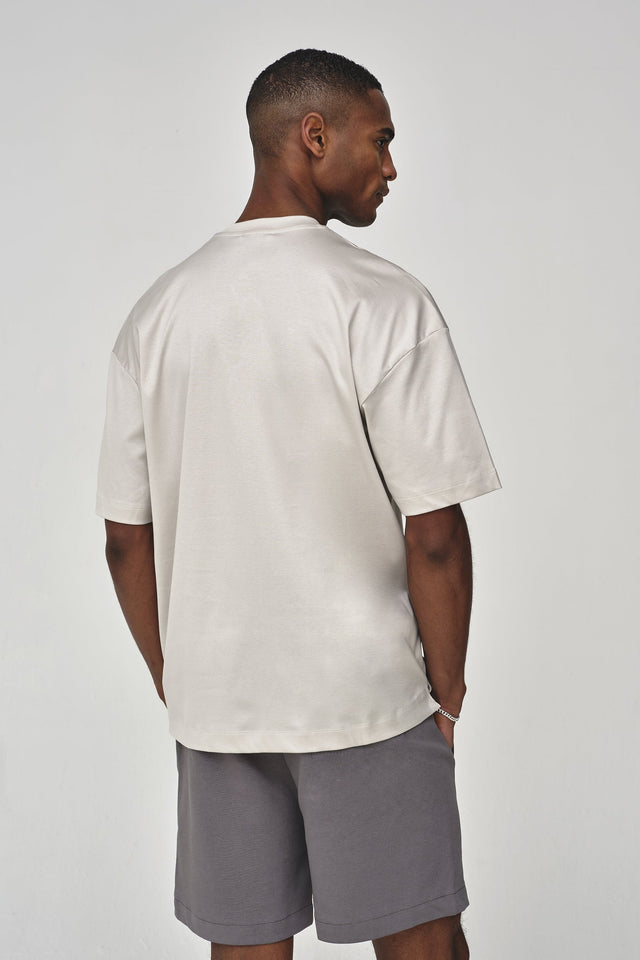 VALENZA INTERLOCK SUPIMA T - SHIRT PEARL GREY OVERSIZED - Hombre Amsterdam