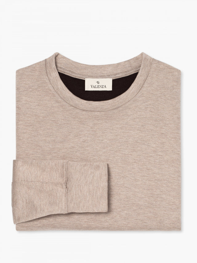 VALENZA SILK BLEND CREW - NECK SWEAT BEIGE - Hombre Amsterdam