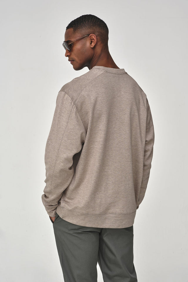 VALENZA SILK BLEND CREW - NECK SWEAT BEIGE - Hombre Amsterdam