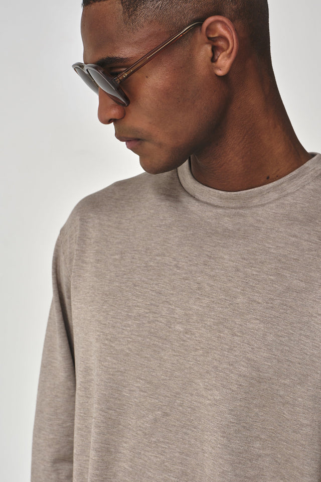 VALENZA SILK BLEND CREW - NECK SWEAT BEIGE - Hombre Amsterdam