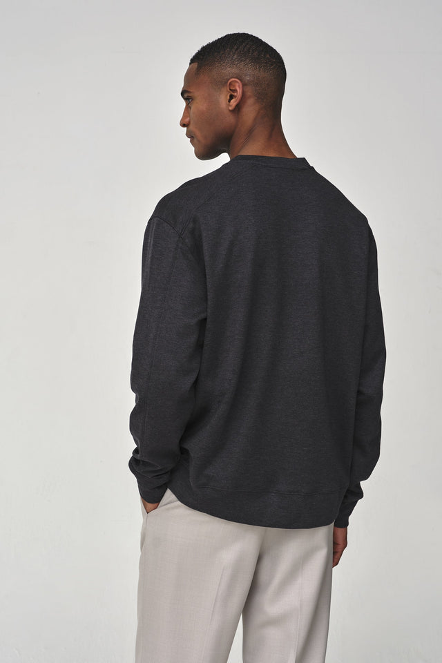 VALENZA SILK BLEND CREW - NECK SWEAT GREY - Hombre Amsterdam