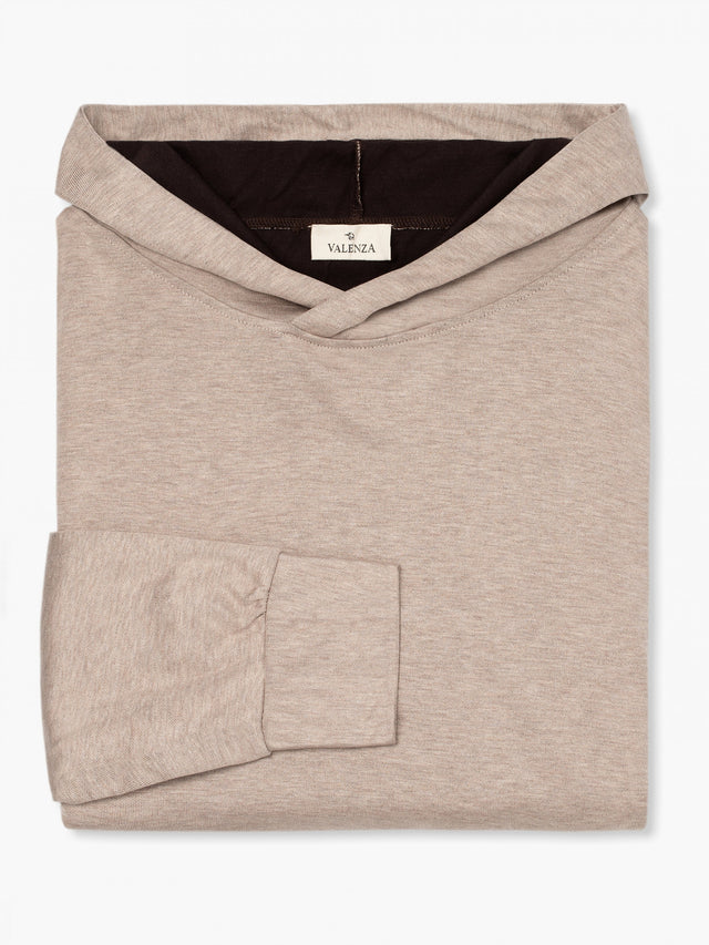 VALENZA SILK BLEND HOODED SWEAT BEIGE - Hombre Amsterdam