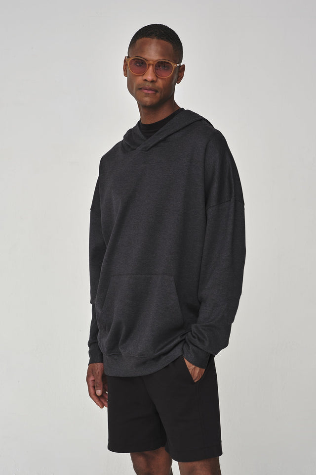 VALENZA SILK BLEND HOODED SWEAT GREY - Hombre Amsterdam