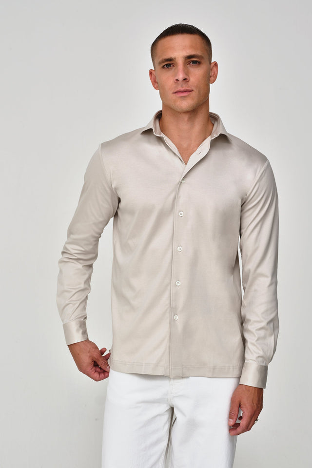 VALENZA SUPIMA SHIRT LONG SLEEVE PEARL GREY - Hombre Amsterdam