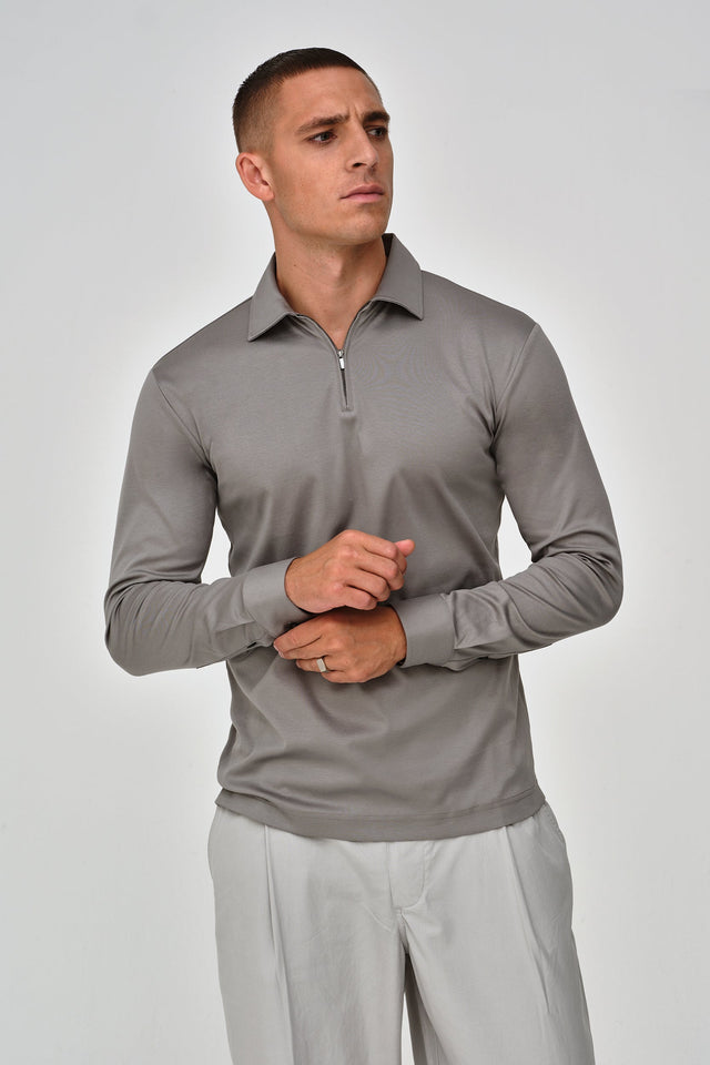 VALENZA SUPIMA ZIP POLO LONG SLEEVE - Hombre Amsterdam