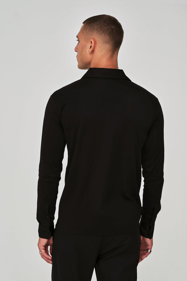 VALENZA SUPIMA ZIP POLO LONG SLEEVE BLACK - Hombre Amsterdam