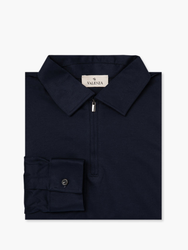 VALENZA SUPIMA ZIP POLO LONG SLEEVE NAVY - Hombre Amsterdam